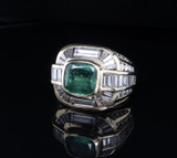 Natural Colombian Emerald & 3.26ct Diamond Set 18ct Gold Ring Size L Val $30190