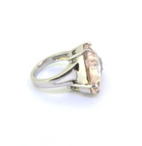 Delicate Peach Coloured Faceted Morganite Trilliant Sterling Silver Ring Size L