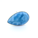 Handmade High Grade Pear Shaped Larimar Gem & Sterling Silver Ring Size Q 17.3g