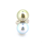 Quality Tahitian Pearls 15mm Sterling Silver Crossover Cocktail Ring Size N 16g