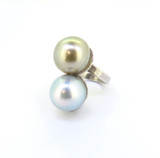 Quality Tahitian Pearls 15mm Sterling Silver Crossover Cocktail Ring Size N 16g
