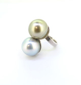 Quality Tahitian Pearls 15mm Sterling Silver Crossover Cocktail Ring Size N 16g