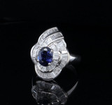 1.00ct Natural Blue Sapphire & 2.48ct H Vs Diamond 18ct Ring Size M Val $15110