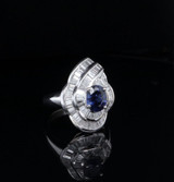 1.00ct Natural Blue Sapphire & 2.48ct H Vs Diamond 18ct Ring Size M Val $15110