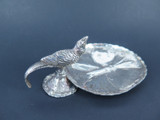 Decorative Artisan Made Bird and Lily Trinket Dish in Sterling Silver