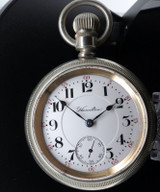1909 Hamilton 940 Motor Barrel 18s 21 Ruby Jewels Nickle Silver OF Pocket Watch