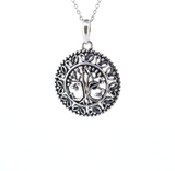 Handmade Sterling Silver Decorative Tree of Life Pendant & Chain 5.9g