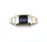 Vintage 1980s Art Deco Style Ginny Johansen Gold Tone & Glass Brooch 3.5 x 1.4cm