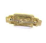 Vintage 1980s Art Deco Style Ginny Johansen Gold Tone & Glass Brooch 3.5 x 1.4cm