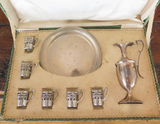 Antique Middle Eastern .800 Silver Wine Setting On Tray