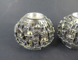 Pair of Jerusalem City Scape .925 Silver Cased Shabbat Candlestick Holders