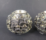 Pair of Jerusalem City Scape .925 Silver Cased Shabbat Candlestick Holders