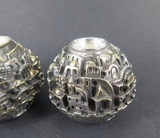 Pair of Jerusalem City Scape .925 Silver Cased Shabbat Candlestick Holders