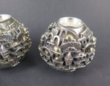 Pair of Jerusalem City Scape .925 Silver Cased Shabbat Candlestick Holders