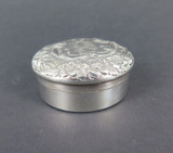 Vintage Repousse Floral Monogrammed Trinket Box in Sterling Silver