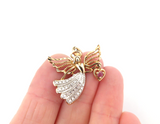 Charming Gold Plated Sterling Silver Angel Pendant w Ruby Heart Accent 3.g