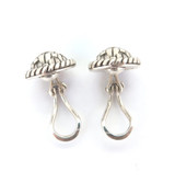 Stylish Round Sterling Silver Woven Twisted Wire Design Clip-on Earrings 8.3g