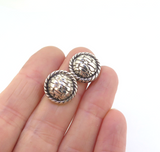 Stylish Round Sterling Silver Woven Twisted Wire Design Clip-on Earrings 8.3g