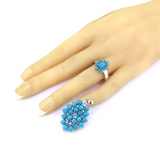 Pretty Sterling Silver Vibrant Sterling Silver & Blue Topaz Ring/Pendant Set 9.g