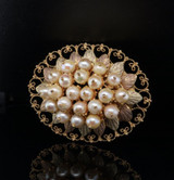 Vintage 14K Yellow Gold Cultured Pearl Pendant / Brooch Val $5590