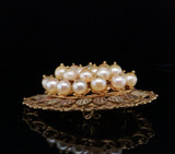 Vintage 14K Yellow Gold Cultured Pearl Pendant / Brooch Val $5590