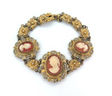 Beautiful Vintage 1944 Italian .800 Silver Gold Wash Cameo Bracelet 18cm 15.1g