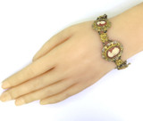 Beautiful Vintage 1944 Italian .800 Silver Gold Wash Cameo Bracelet 18cm 15.1g