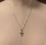 Pretty Sterling Silver & Sparkling Cubic Zirconia Cross Pendant 5.5g