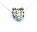 Pretty Miniature Vintage Sterling Silver & Natural Pearl Stylised Grape Pendant