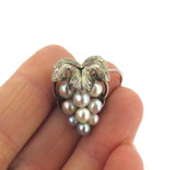 Pretty Miniature Vintage Sterling Silver & Natural Pearl Stylised Grape Pendant