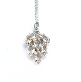 Pretty Sterling Silver & Faceted Glass Stylised Leaf Pendant with Chain 1.5g