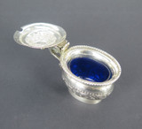 Antique Sterling Silver Condiment Pot With Cobalt Blue Liner