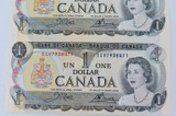 1973 Ottawa, Canada 4 Uncut $1 Notes. 100% Genuine.