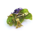 Incredible 18ct Gold Amethyst Violet Plique-à-jour Enamel Flower Brooch 23g