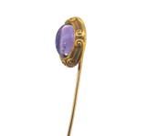 Antique Art Nouveau 14k Yellow Gold & Amethyst Stick Pin 1.64g with Original Box