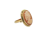 Classic Vintage 18ct Yellow Gold Cameo Carved Agate Portrait Ring Size L1/2 3.7g