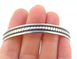 Handmade Sterling Silver Repeating Pattern Open Ended Bangle 13.7g
