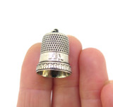 Antique 'Simmons Priscilla' Size 8 Sterling Silver Thimble Pendant 3.7g