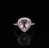 Pear Shape Morganite & Diamond 9ct Rose Gold Halo Ring Size O.5 Val $6620
