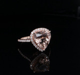 Pear Shape Morganite & Diamond 9ct Rose Gold Halo Ring Size O.5 Val $6620