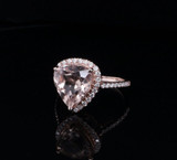 Pear Shape Morganite & Diamond 9ct Rose Gold Halo Ring Size O.5 Val $6620