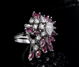 Vintage Ruby & 1.46ct Diamond 14ct White Gold Cocktail Ring Size L Val $12070