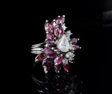 Vintage Ruby & 1.46ct Diamond 14ct White Gold Cocktail Ring Size L Val $12070
