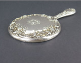 Antique Gorham, USA Sterling Silver Hand Held Repousse Dressing Table Mirror