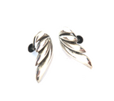 Vintage Sculptural Feather Style Sterling Silver Clip On Earrings 4.9g
