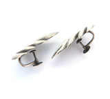 Vintage Sculptural Feather Style Sterling Silver Clip On Earrings 4.9g