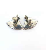 Vintage Sterling Silver Japanese Amita Damascene Fan Shape Non Pierced Earrings