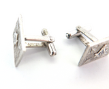 Vintage Sterling Silver Masonic Square & Compass Motif Cufflinks 12.5g