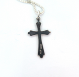 Stunning Vintage Milor 14ct White Gold Cross & Italian 925 Silver Box Chain 46cm