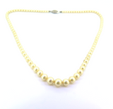 Vintage Pearl Strand Necklace & Pretty 10ct White Gold Filigree Clasp 44cm